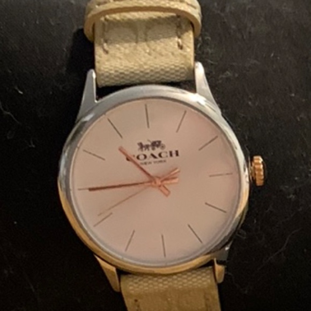 Coach Tan and Silver Watch with Classic Minimalist Style